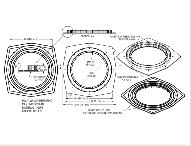 Polylok Square Tank Adapter Plate #3009-AR - Corkums Pipe & Culvert Online
