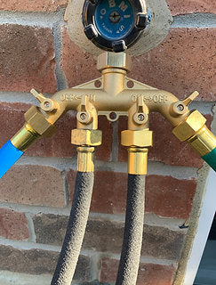 Garden Hose Fitting - 4-Way Splitter - Valved - Corkums Pipe & Culvert Online