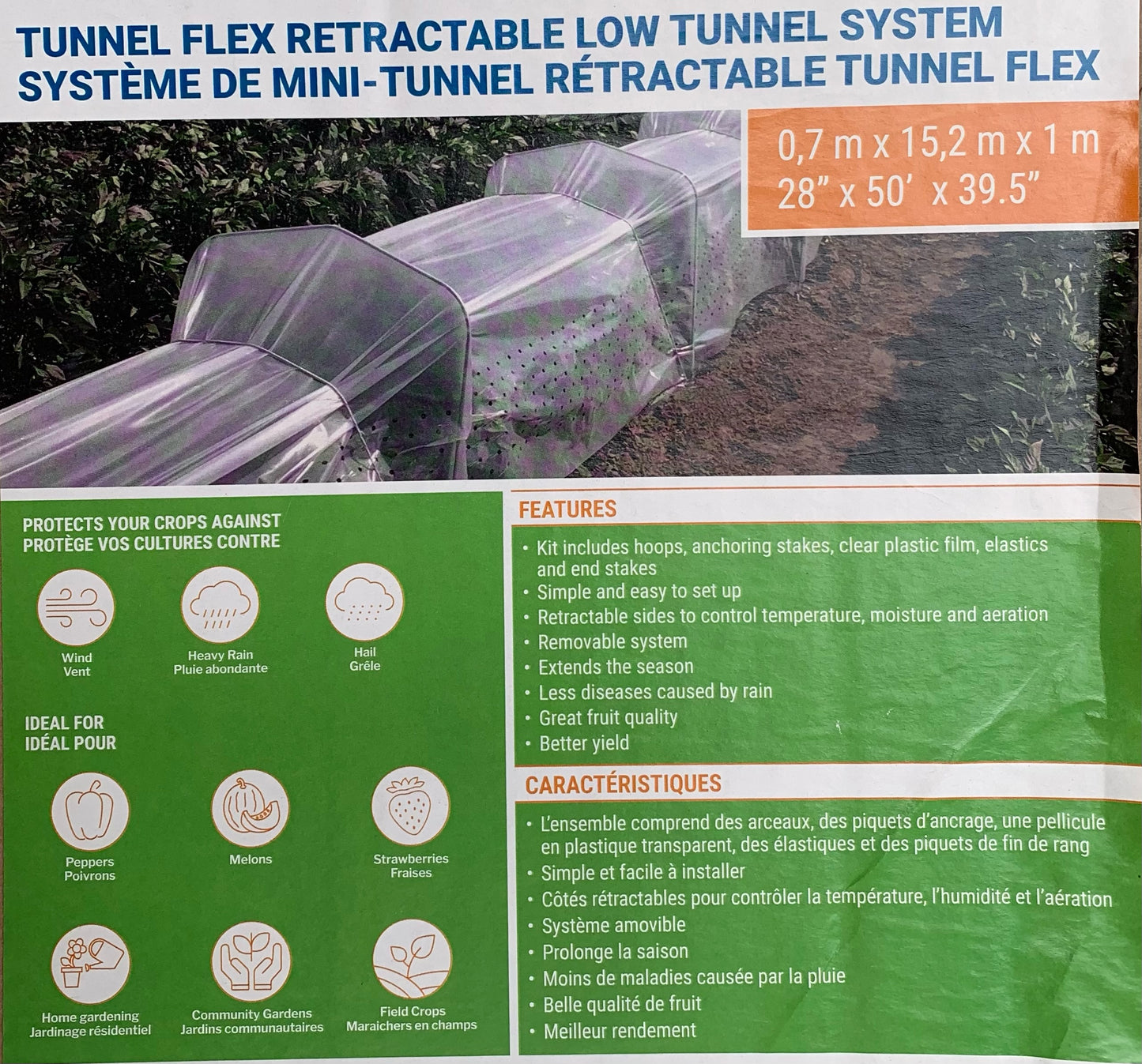TunnelFlex - Retractable Low Tunnel System - 50' Kit | BioPlus