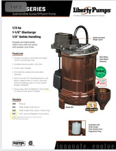 Load image into Gallery viewer, Liberty 257 VMF Submersible Sump Pump

