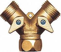 Garden Hose Fitting- 2 Way Splitter - Valved - Corkums Pipe & Culvert Online